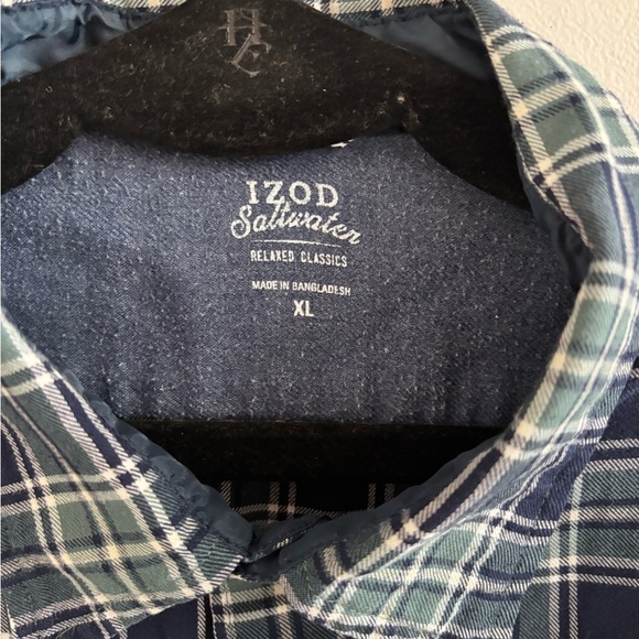 IZOD Saltwater Men's Relaxed Classics Long Sleeve Plaid Button Down XL - Picture 4 of 8